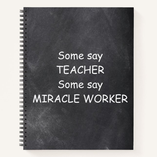 Cuaderno Teacher Miracle Worker Chalkboard Design Gift Idea (Anverso)