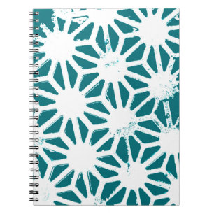 Cuaderno Teal and white geometric pattern