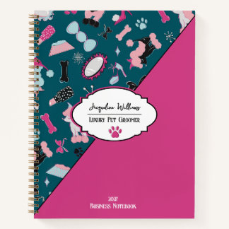 Cuaderno Teal Girly Mid-Century Pet Groomer