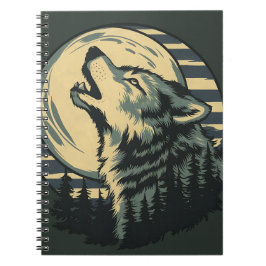 Cuaderno Teal Howling Wolf Moon Art