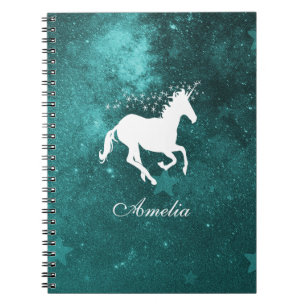 Cuaderno Teal Unicorn Personalized Notebook