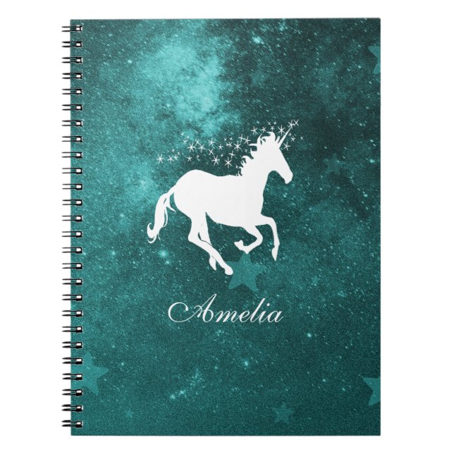 Cuaderno Teal Unicorn Personalized Notebook (Frente)
