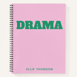 Cuaderno Teatro de Drama Rosa Verde Personalizado Escuela C