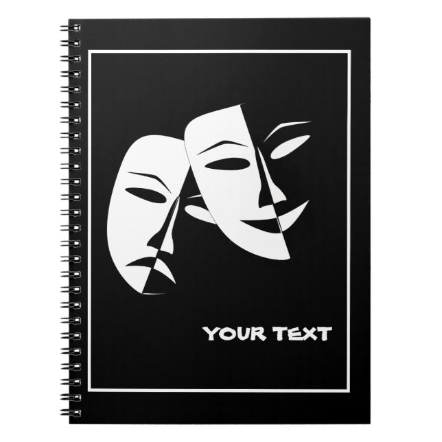 Cuaderno Teatro Mask Comedia Tragedia Personalizado Blanco  (Frente)