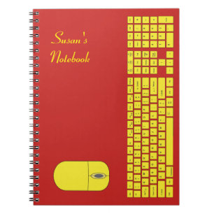Cuaderno Teclado amarillo y bloc de notas del ratón