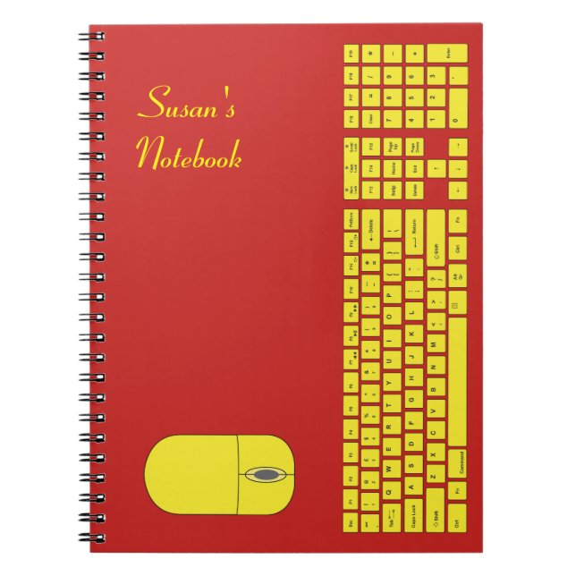 Cuaderno Teclado amarillo y bloc de notas del ratón (Frente)