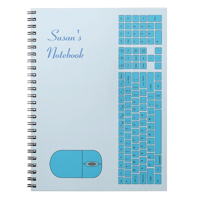 Cuaderno Teclado azul y bloc de notas del ratón (Frente)
