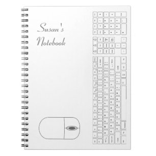 Cuaderno Teclado blanco y bloc de notas del ratón