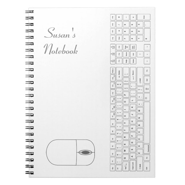 Cuaderno Teclado blanco y bloc de notas del ratón (Frente)