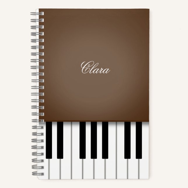 Cuaderno Teclado de música de piano marrón oscuro personali (Anverso)