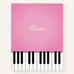 Cuaderno Teclado de música de piano rosa bonito personaliza