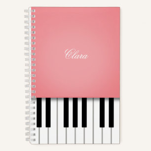Cuaderno Teclado de música de piano rosa Rosa personalizado