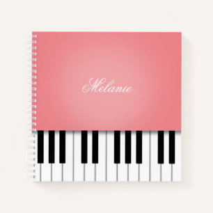 Cuaderno Teclado de música de piano rosa Rosa personalizado