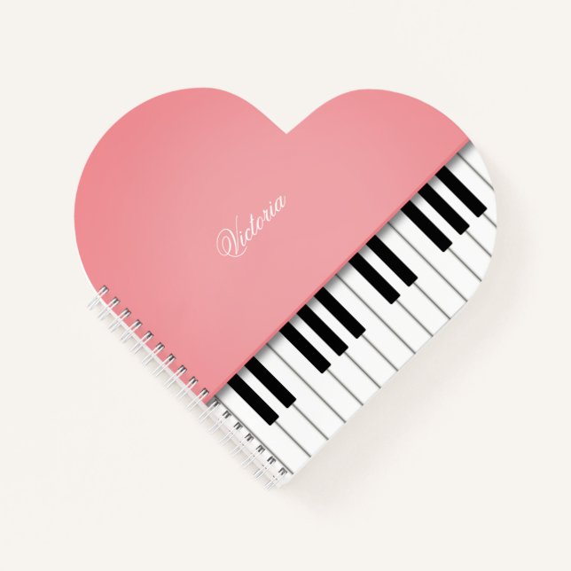 Cuaderno Teclado de música Rosa rosado grano piano personal (Anverso)