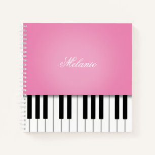 Cuaderno Teclado musical de piano rosa personalizado