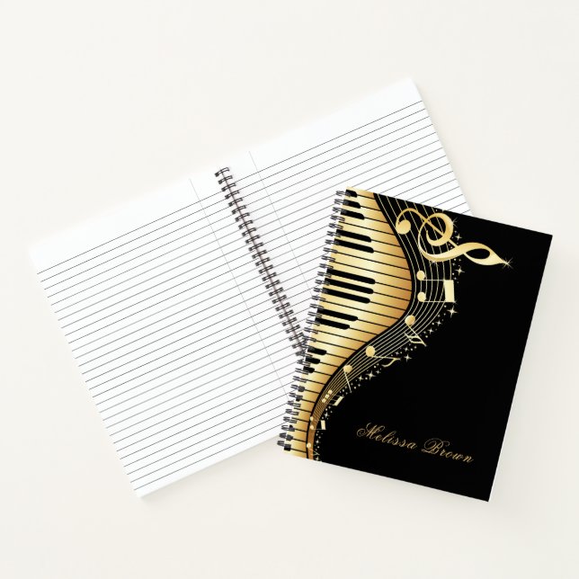 Cuaderno Teclado musical dorado y negro (Interior)