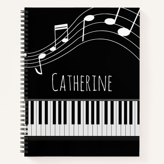 Cuaderno Teclado piano y notas musicales (Anverso)