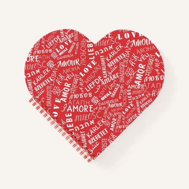 Cuaderno Teclado rojo de texto de amor multilingüe - Elegir (Anverso)