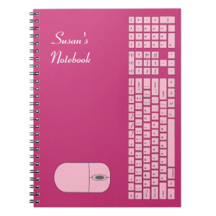 Cuaderno Teclado rosa y bloc de notas del ratón