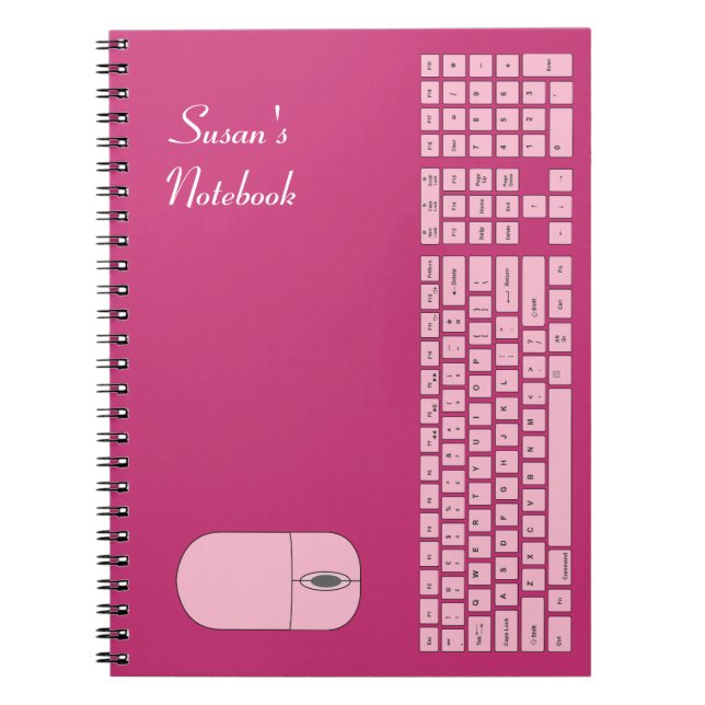 Cuaderno Teclado rosa y bloc de notas del ratón (Frente)