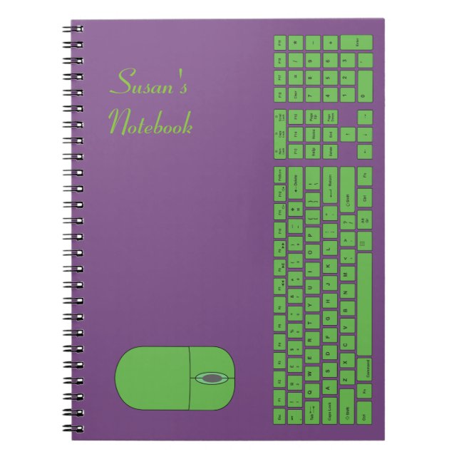 Cuaderno Teclado verde y bloc de notas del ratón (Frente)