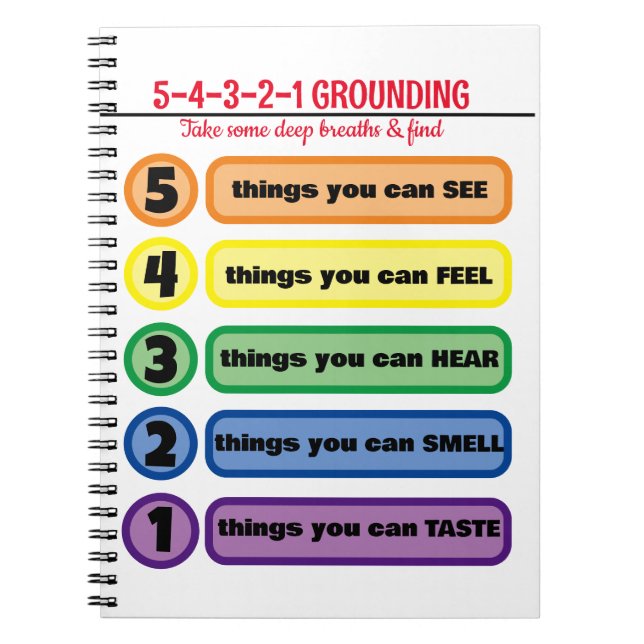 Cuaderno Técnica de base para la ansiedad/estrés 5 sentidos (Frente)