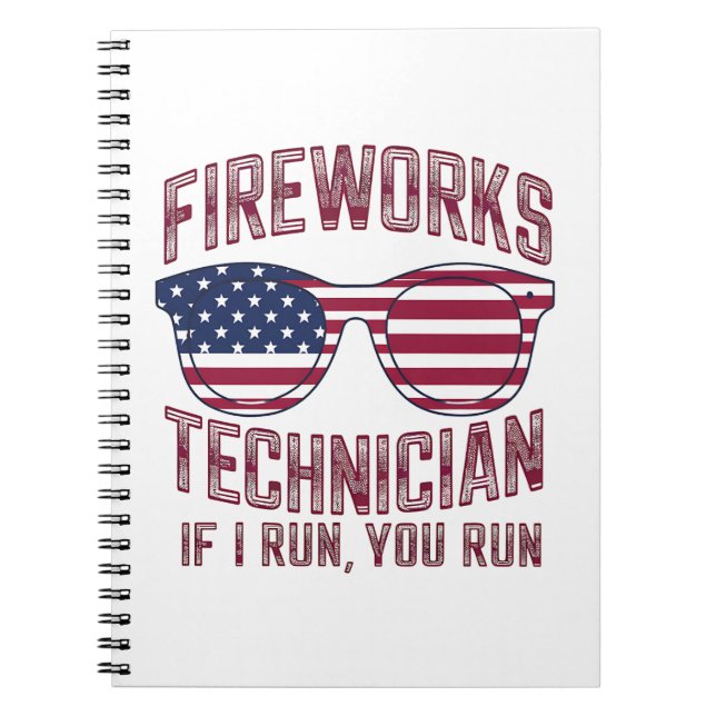 Cuaderno Técnico de fuegos artificiales 4 de julio divertid (Frente)