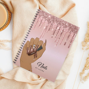 Cuaderno Técnico de uñas goteando oro brillante