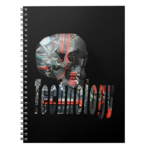 Cuaderno Tecnología de calavera, cerebro informático, portá