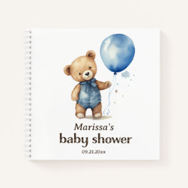 Cuaderno Teddy Bear Boy Baby Shower Guest Book