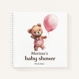 Cuaderno Teddy Bear Chica Baby Shower Guest Book