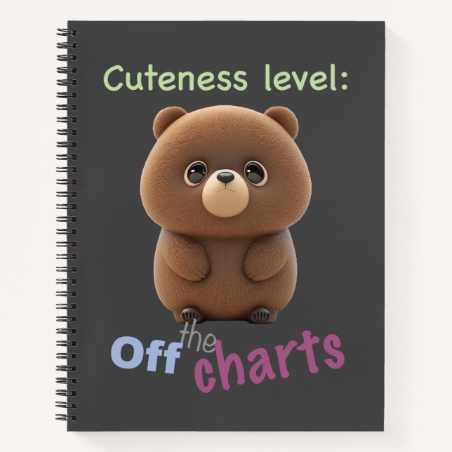 Cuaderno Teddy Bear Cuteness Level Cute Adorable Funny (Anverso)