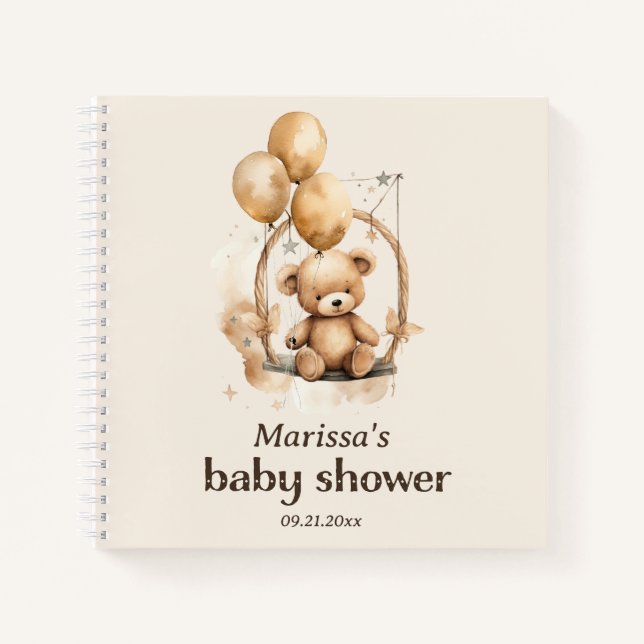 Cuaderno Teddy Bear Gender Neutral Baby Shower Guest Book (Anverso)