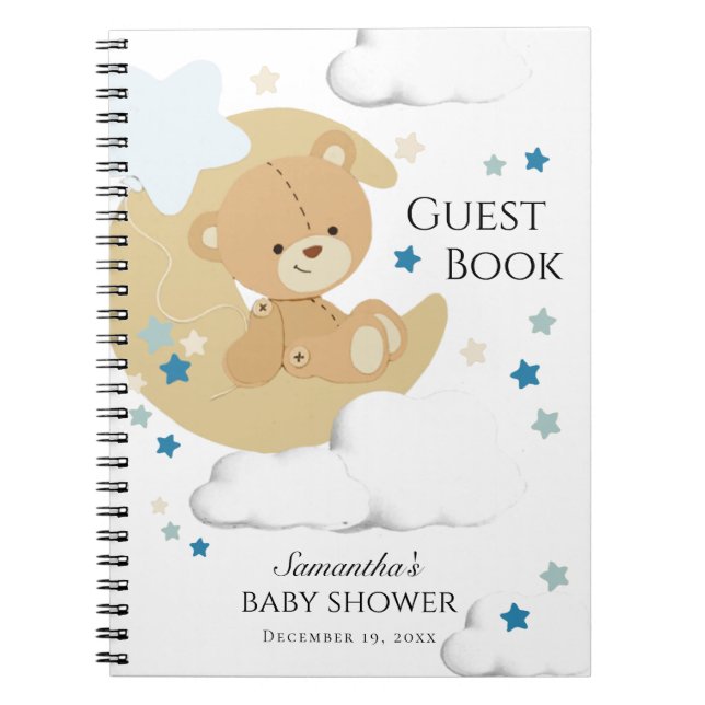 Cuaderno Teddy Bear Love Baby Boy Shower | Libro de invitad (Frente)
