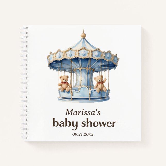 Cuaderno Teddy Bear Twin Boys Baby Shower Guest Book (Anverso)