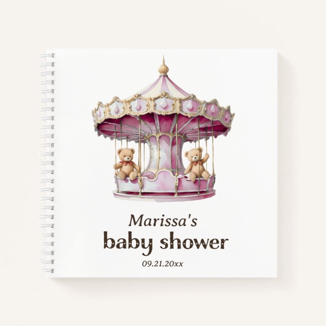 Cuaderno Teddy Bear Twins Chicas Baby Shower Guest Book (Anverso)