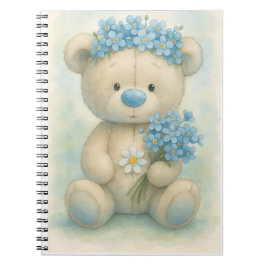 Cuaderno Teddy con una nariz azul y nomeolvides de Natas