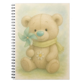 Cuaderno Teddy con una nariz de menta y una bufanda amarill