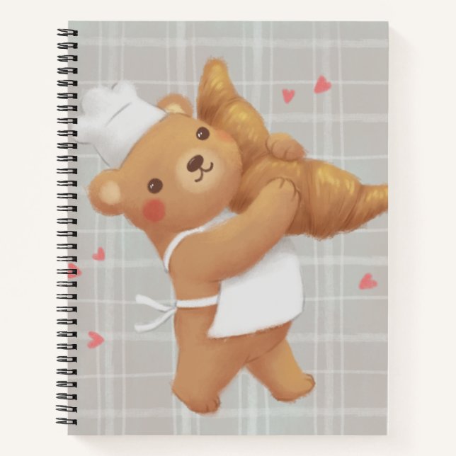 Cuaderno Teddy el panadero con croissant (Anverso)