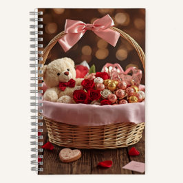 Cuaderno Teddy Rose Basket Romantic Valentine Love Story 