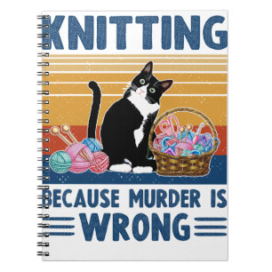 Cuaderno tejer porque el asesinato está mal, gato negro, d