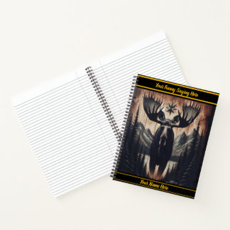 Cuaderno Tejido de alce místico en madera oscura