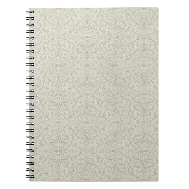 Cuaderno Tejido de patrón de Damasco de encaje neutro (Frente)