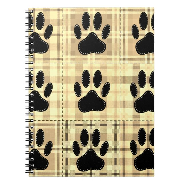 Cuaderno Tejido De Patrón De Personalizado De Paw De Perro  (Frente)