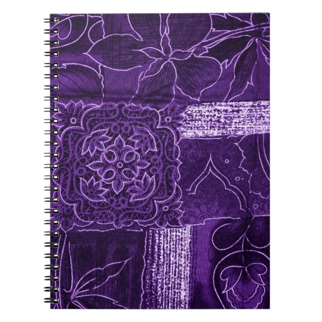 Cuaderno Tejido de rebanado morado floral (Frente)
