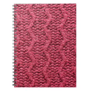 Cuaderno Tejido de suéter de punto de cerezo rojo morado
