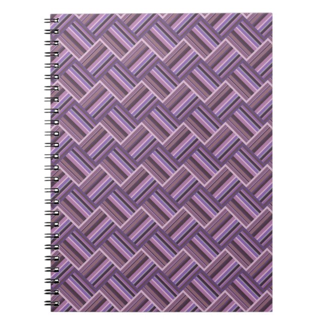 Cuaderno Tejido diagonal de rayas malvas (Frente)