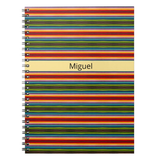 Cuaderno Tejido psicodélico, patrón mexicano, personalizabl (Frente)