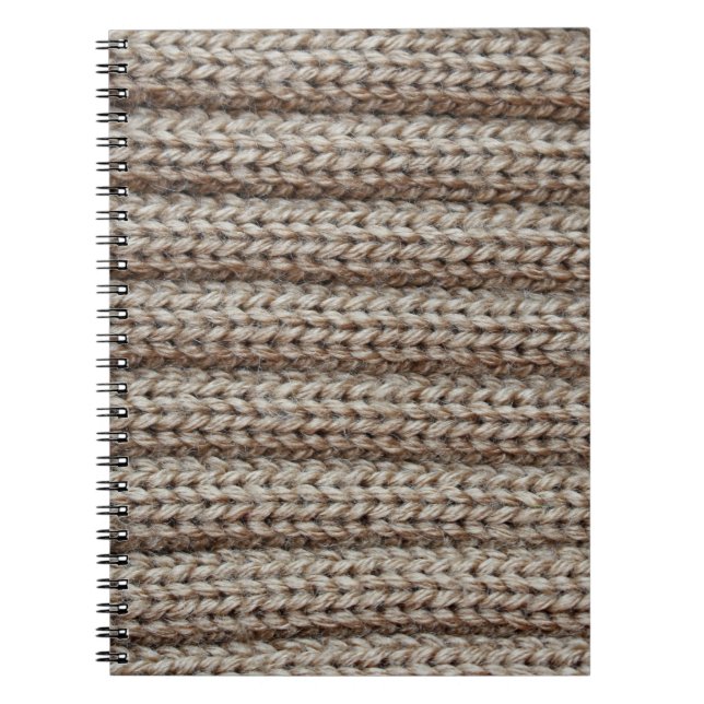 Cuaderno Tejidos de punto lisos, textura marrón. (Frente)
