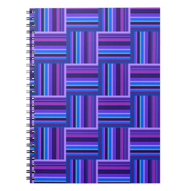 Cuaderno Tejidos de rayas azules y violetas (Frente)